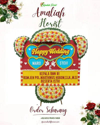 Karangan Papan Bunga Pernikahan di Flamboyan Baru